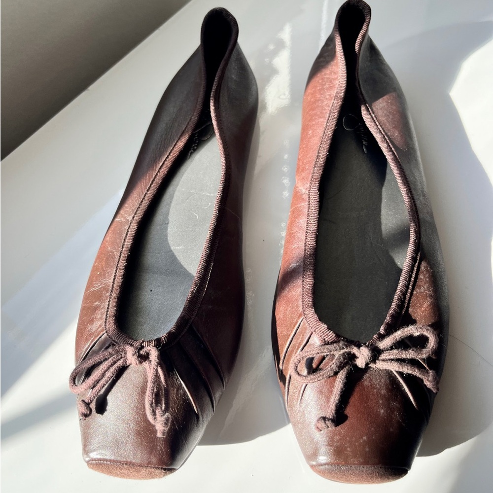 Brown Leather Ballet Flats Jessica Simpson